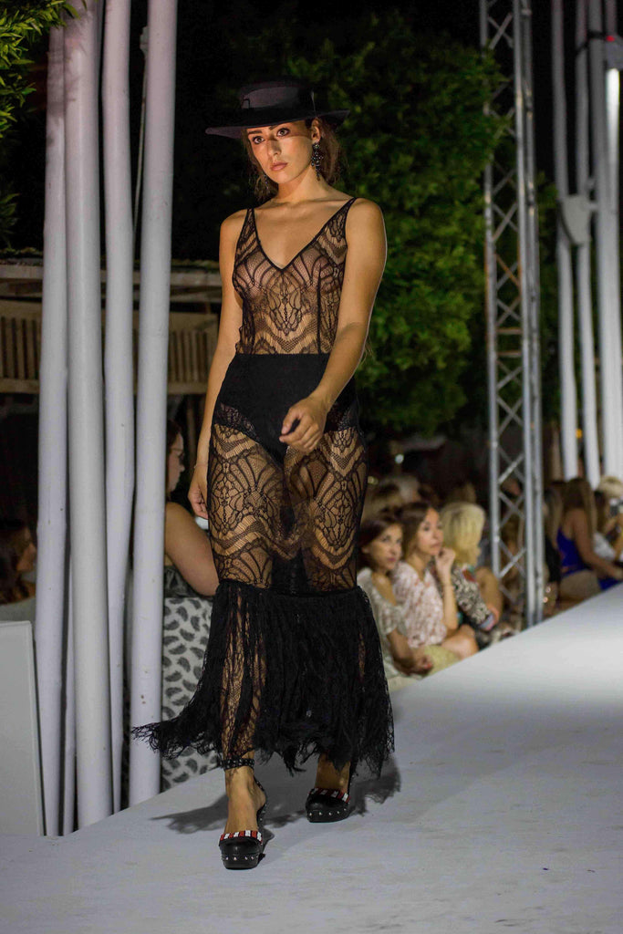 Sicily Dress Black lace Ibiza Runway Show