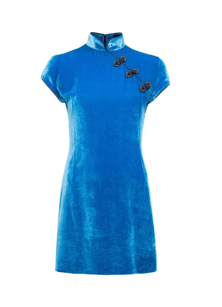 Suki Short Dress Teal Velvet
