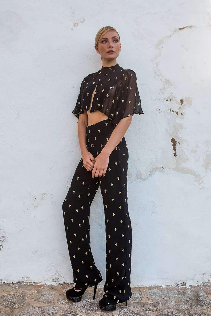 Clara Paget Uma Trousers and Stazz Caoe SS18 Ibiza