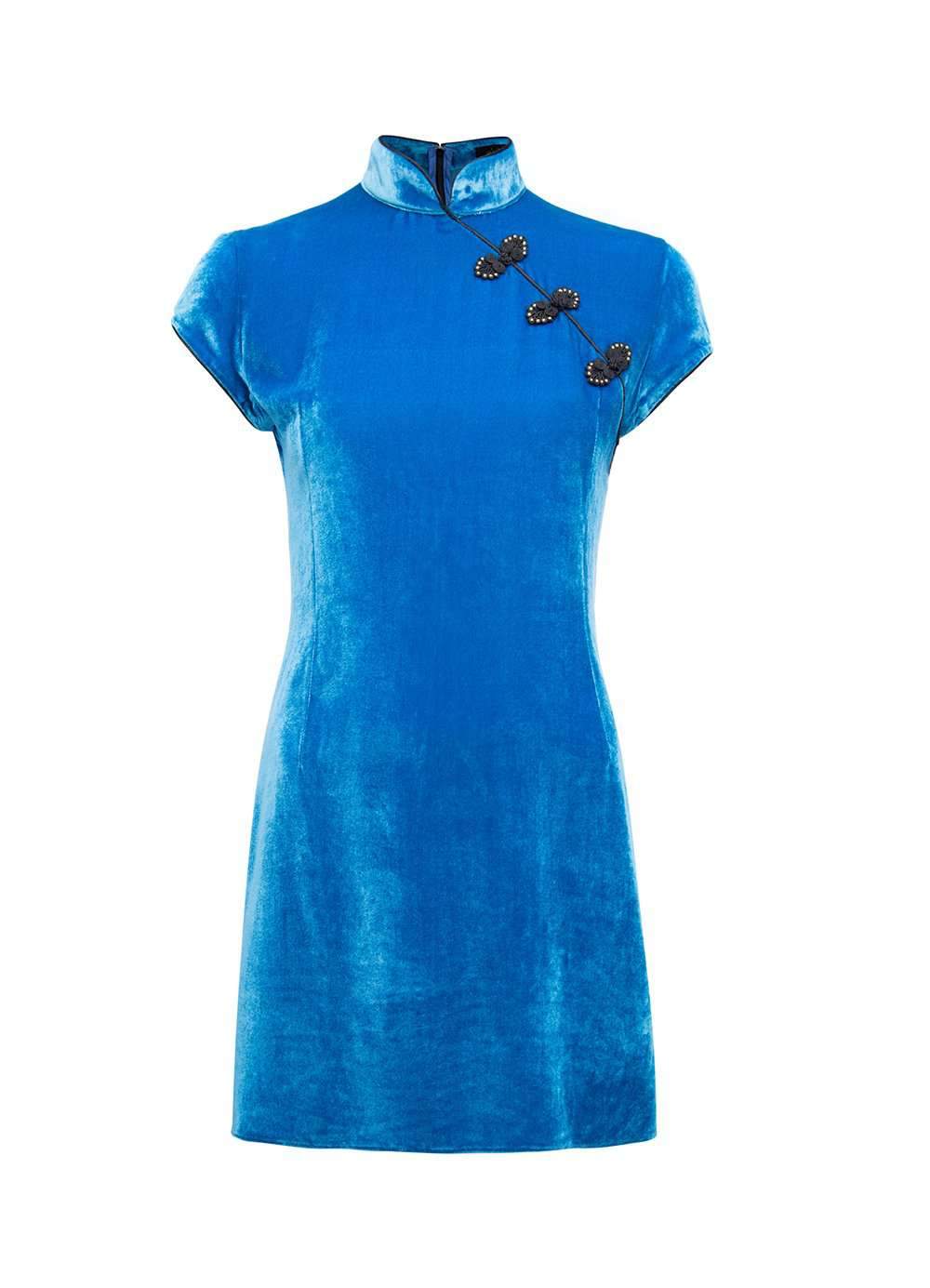 Suki Short Dress Teal Velvet